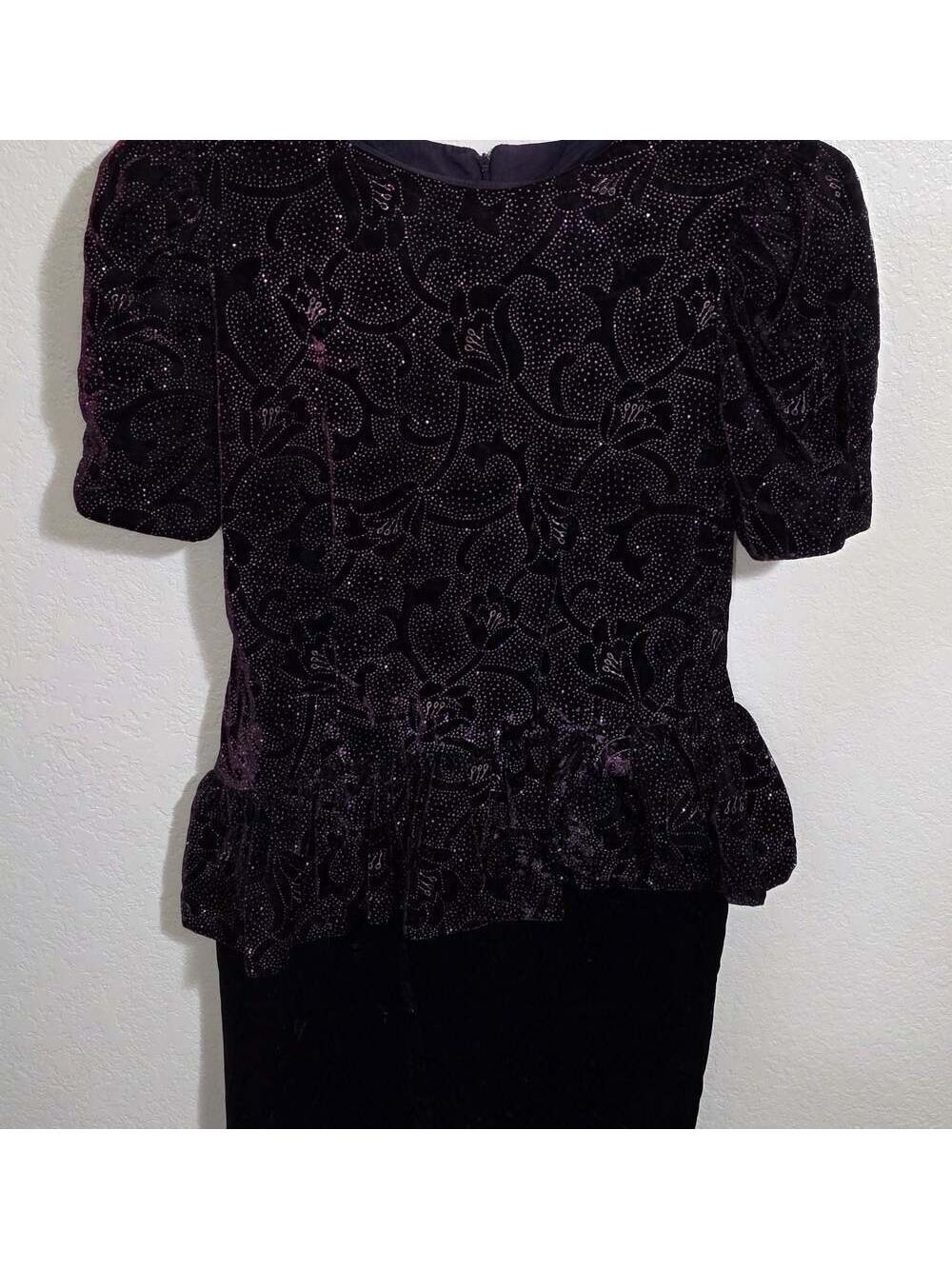 Vintage Jessica Howard dress 80's Womens 10 cocktail Puff Sleeve Velvet Sheath